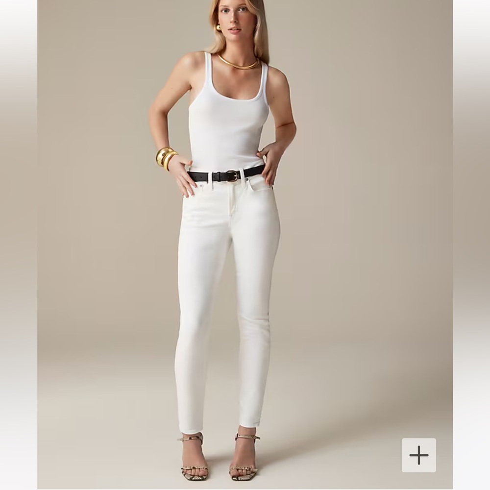J Crew 9” High Rise Toothpick White Jean Size 30